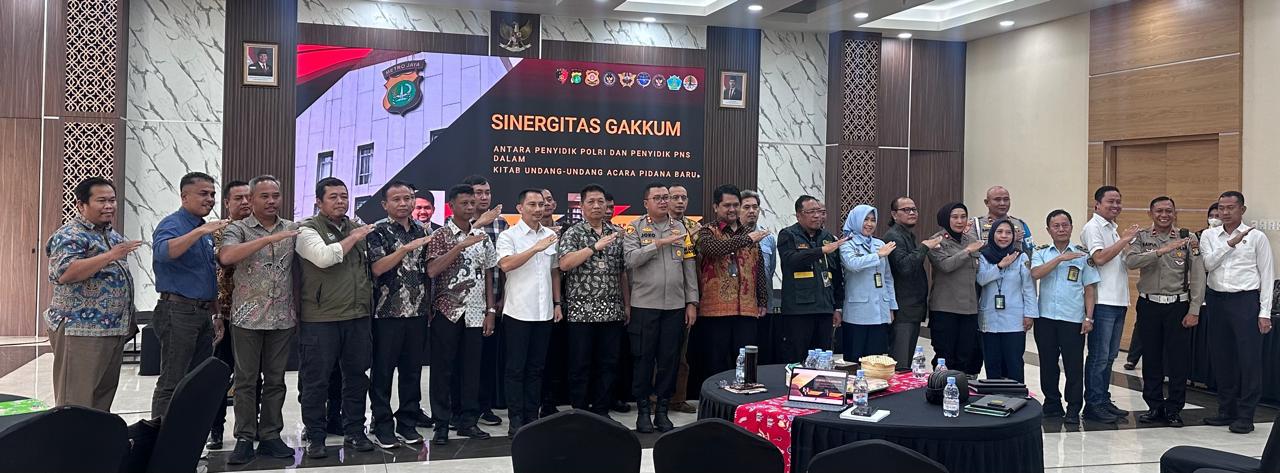 DITRESKRIMSUS PMJ HADIRI RAKOR SINERGITAS PENEGAKAN HUKUM PENYIDIK POLRI DAN PPNS DI POLRESTA BANDARA SOEKARNO-HATTA
